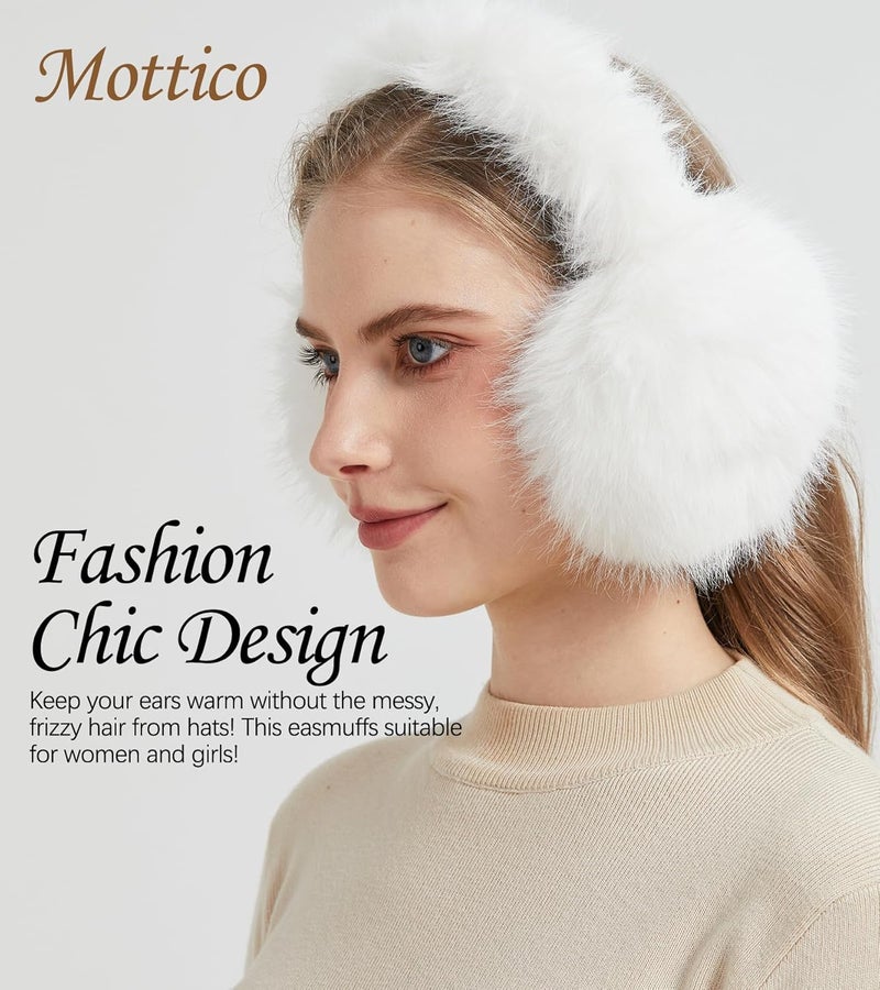 Mottico Winter Ear muffs for Women Men, Fluffy Ear Warmer with Thick Faux Ear Covers, Foldable for Convenience! - Image 2